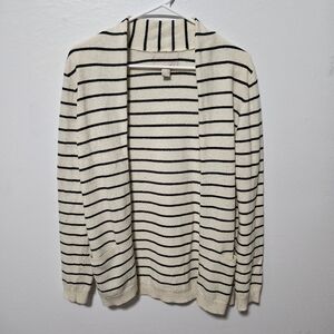 Banana Republic Cashmere Blend Striped Italian Fabric Cardigan Pockets W M B18
